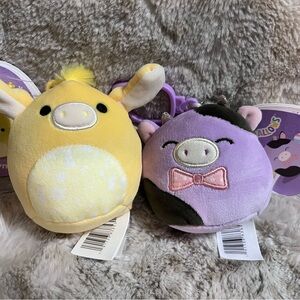 Squishmallow 3.5" Easter Clip-On Alexie the Cow, Gavyn the Donkey